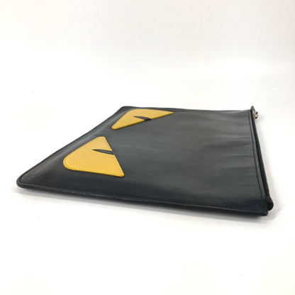 Fendi 7N0078 Pouch Bag Clutch Bag Black Yellow