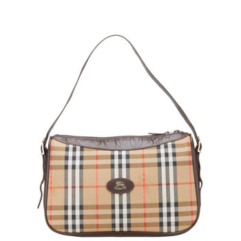 Burberry Nova Check Shadow Horse One-Shoulder Bag In Beige Multicolor Canvas