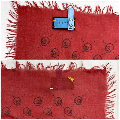 Gucci Scarf Ec-22489 Red Ghost 453225 Silk Cotton Gucci Skull Gg