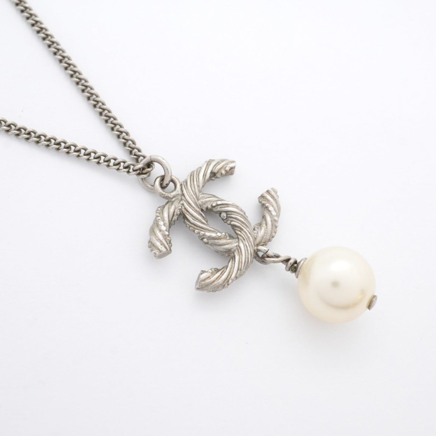 Chanel Coco Mark Metal Necklace With Faux Pearl And Rhinestones