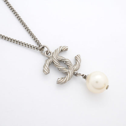 Chanel Coco Mark Metal Necklace With Faux Pearl And Rhinestones