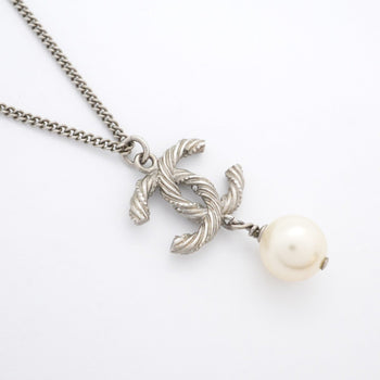 Chanel Coco Mark Metal Necklace With Faux Pearl And Rhinestones