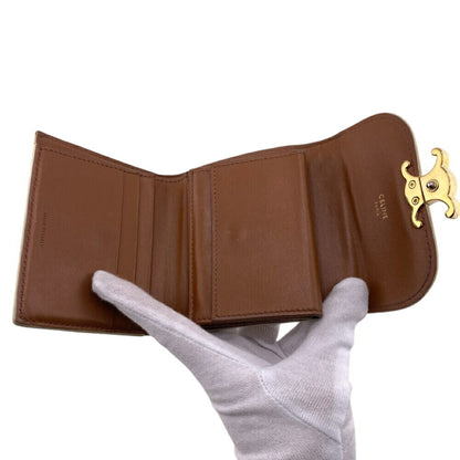 Celine Small Flap Wallet Compact Triomphe Trifold White