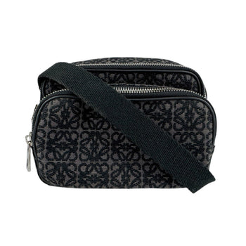 Loewe Shoulder Bag Anagram Canvas Black Brown Silver