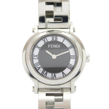 Fendi 6100L Caredro Shell Stainless Steel Black Quartz Watch