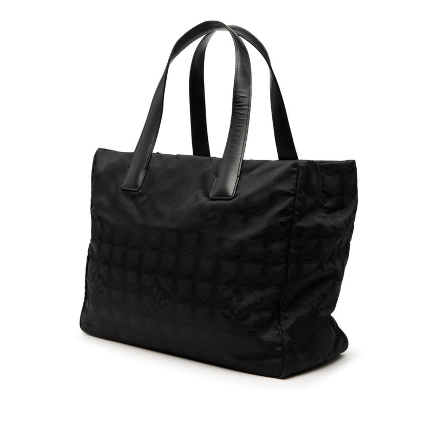 Chanel New Travel Line Handbag Tote Bag Black Nylon Leather