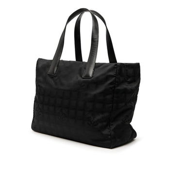 Chanel New Travel Line Handbag Tote Bag Black Nylon Leather