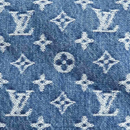 Louis Vuitton Scarf Nigo Collaboration Monogram Denim Echarpe Shearling Fur Blue X Beige