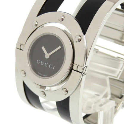 Gucci 112 Toile Bangle Stainless Steel Plastic Black Quartz Watch