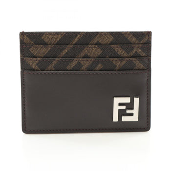 Fendi Ff Business Card Holder/Card Case Leather