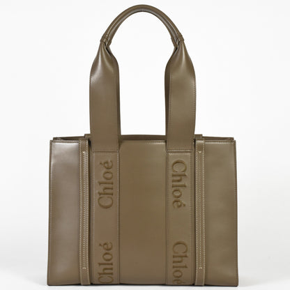 Chlo Chloe Woody Medium Tote Bag Calf Army Green
