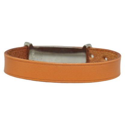 Hermes Api2 Bracelet Silver Brown Metal Leather