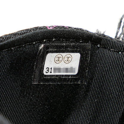 Chanel Matelasse Coco Mark Fringe Crossbody Chain Shoulder Bag Pochette In Black