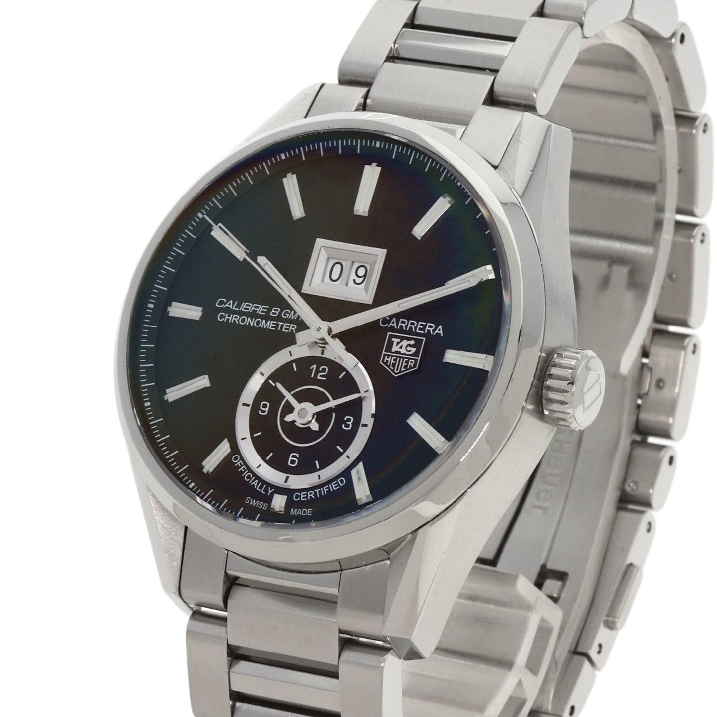 Tag Heuer War5010 Carrera Grand Date Gmt Watch Stainless Steel Ss