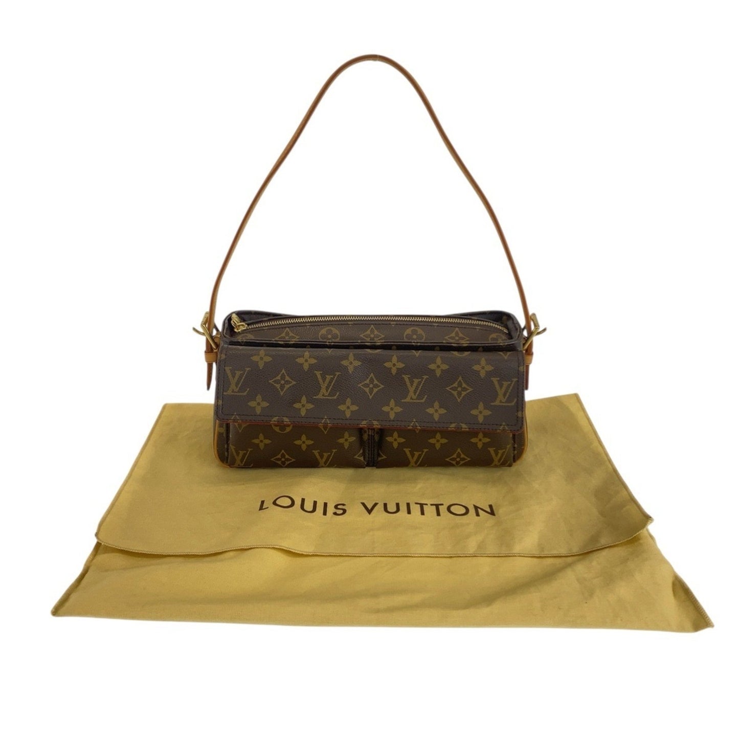 Louis Vuitton Monogram Viva Cite Mm Brown Leather Shoulder Bag With Gold Hardware