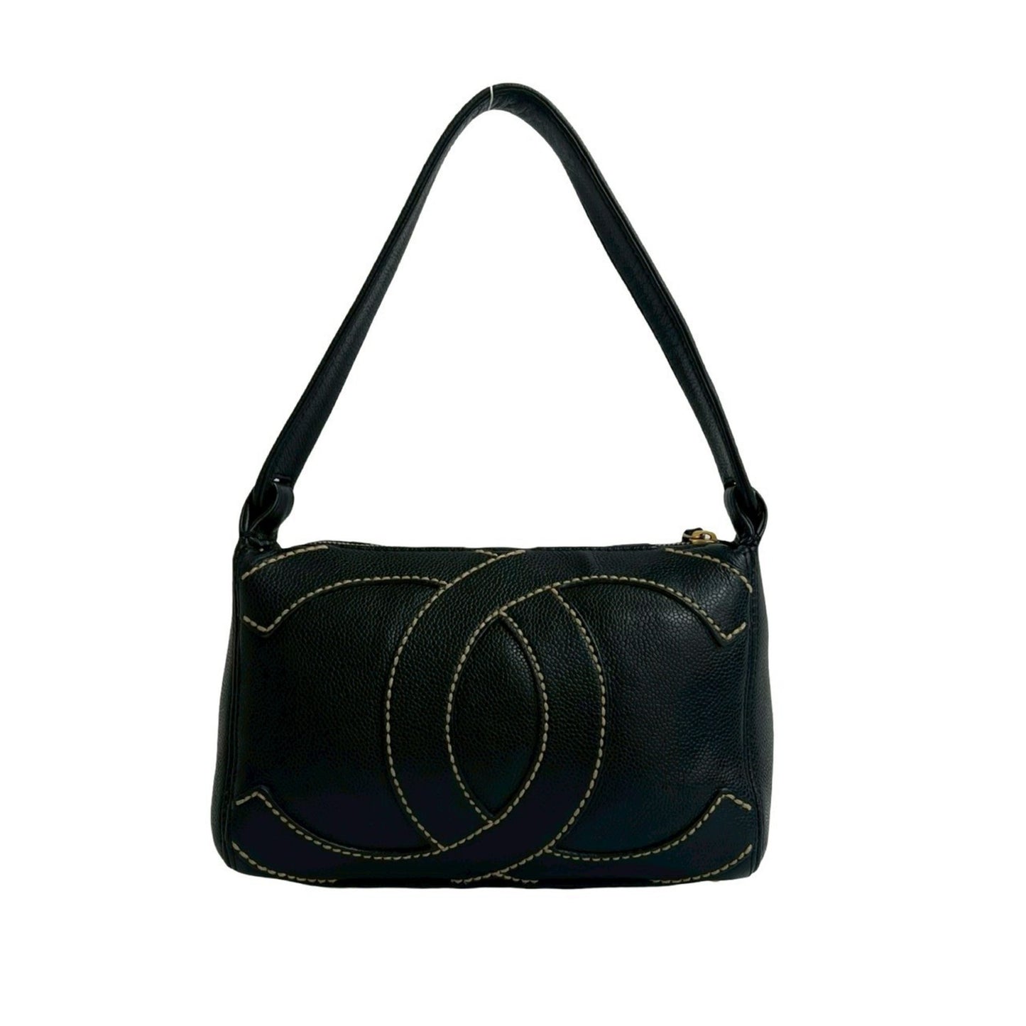 Chanel Double-Face Coco Mark Stitched Caviar Leather Handbag