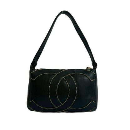 Chanel Double-Face Coco Mark Stitched Caviar Leather Handbag