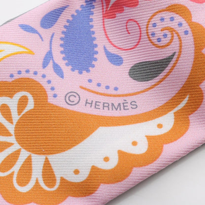 Hermes Herms Guepards Bandana Twilly Silk Scarf For Women In Pink
