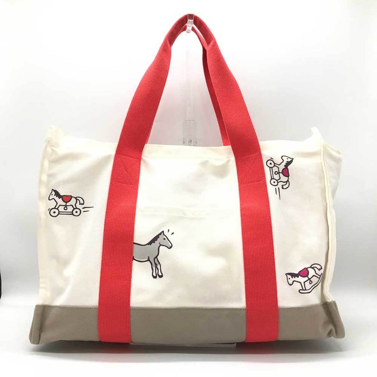 Hermes Adada Mother'S Bag Canvas Ivory Red Hermes Pouch