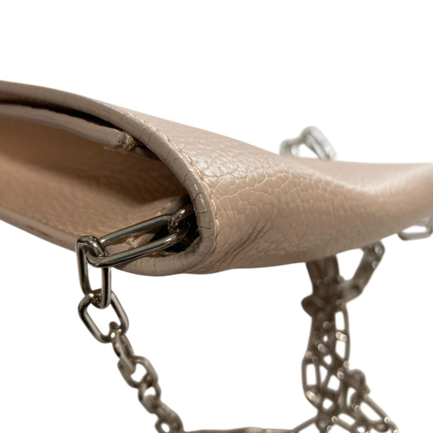 Maison Margiela Mm6 Grained Leather Chain Shoulder Bag In Pink Beige
