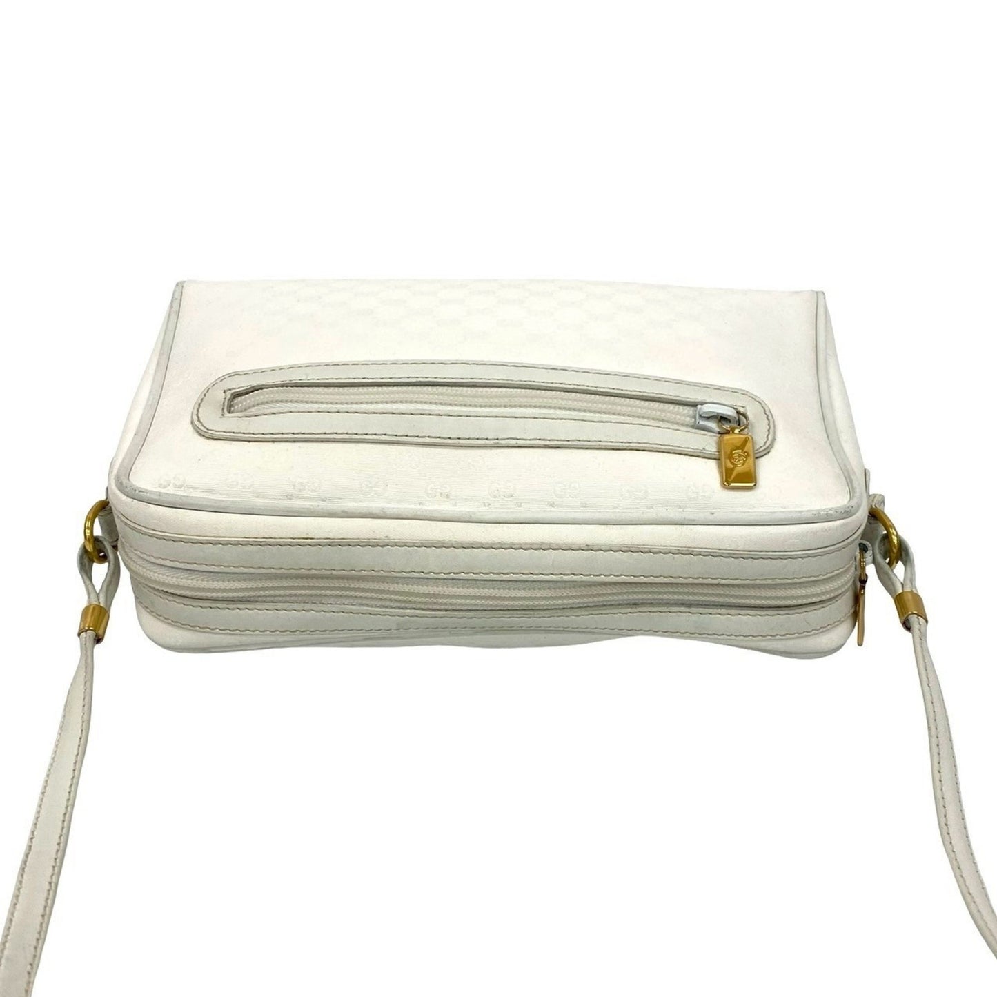 Gucci Old Gucci Micro Gg Leather Shoulder Bag/Pochette/Sacoche In White 38183