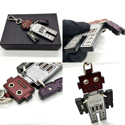 Prada Robot Key Ring Keychain Bag Charm Saffiano Leather Metal Prada