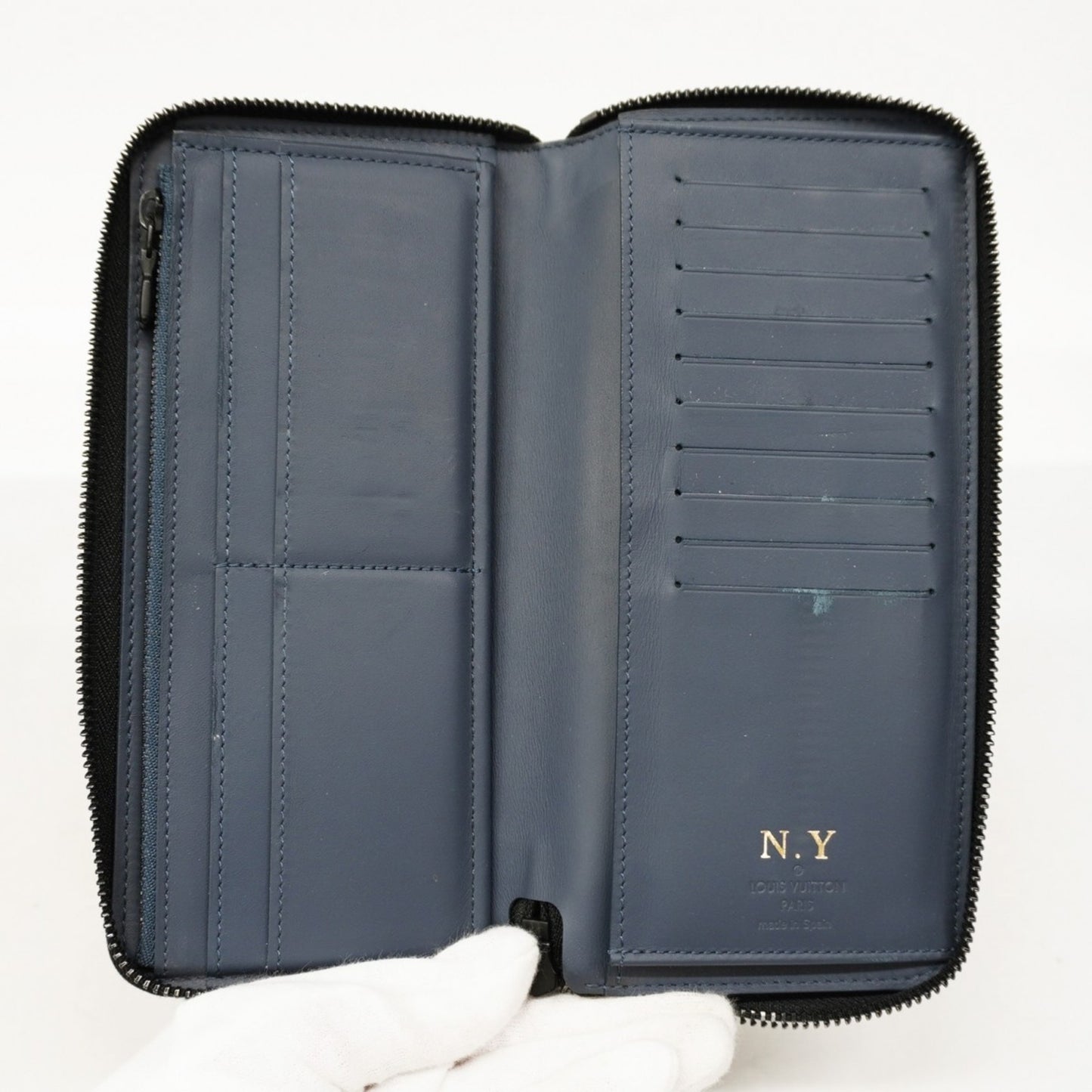 Louis Vuitton Monogram Shadow Zippy Wallet Vertical M80423 Navy