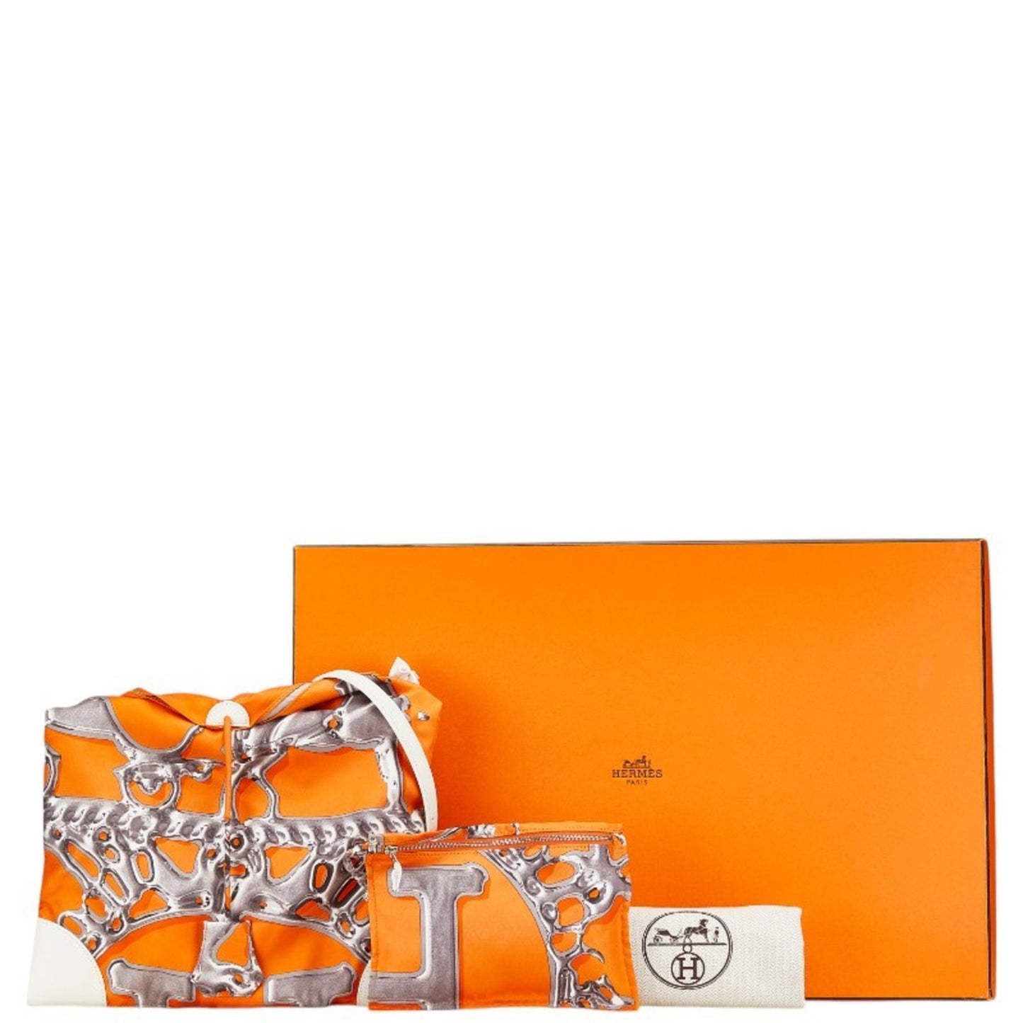 Hermes Silky City Pm Shoulder Bag Orange Silk Leather