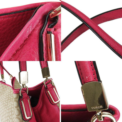 Coach Tote Bag 26282 Canvas Leather Pink Beige
