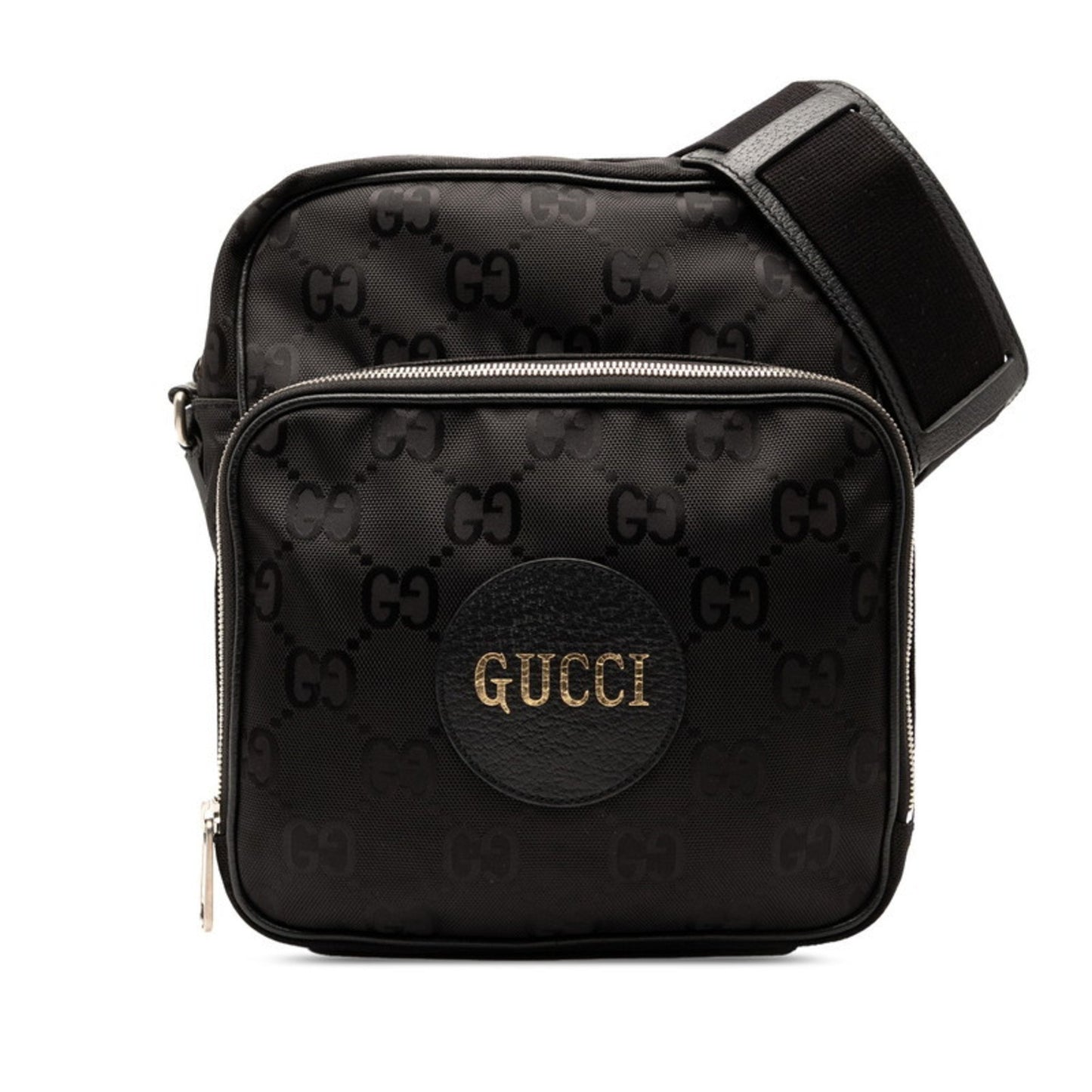 Gucci Gg Nylon Off-The-Grit Shoulder/Crossbody Bag 625858 Black Leather