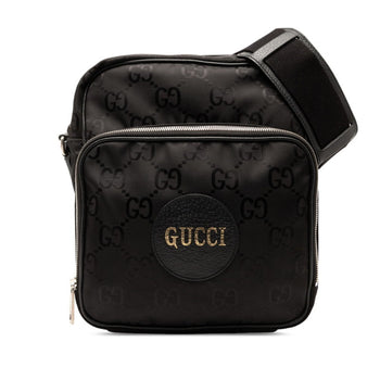 Gucci Gg Nylon Off-The-Grit Shoulder/Crossbody Bag 625858 Black Leather