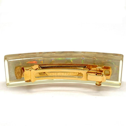 Chanel Barrette Hair Clip Plastic 97P Engraved Clear Hologram Prism