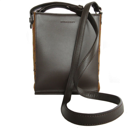 Burberry Shoulder Bag Leather Suede Brown