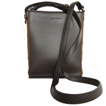 Burberry Shoulder Bag Leather Suede Brown