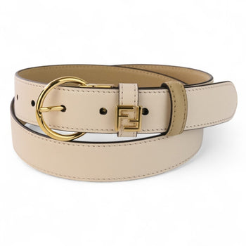 Fendi Reversible Leather Ff Belt In White Cappuccino