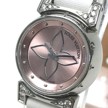 Louis Vuitton Q151P Rug Diamond Quartz Wristwatch Pink Based White