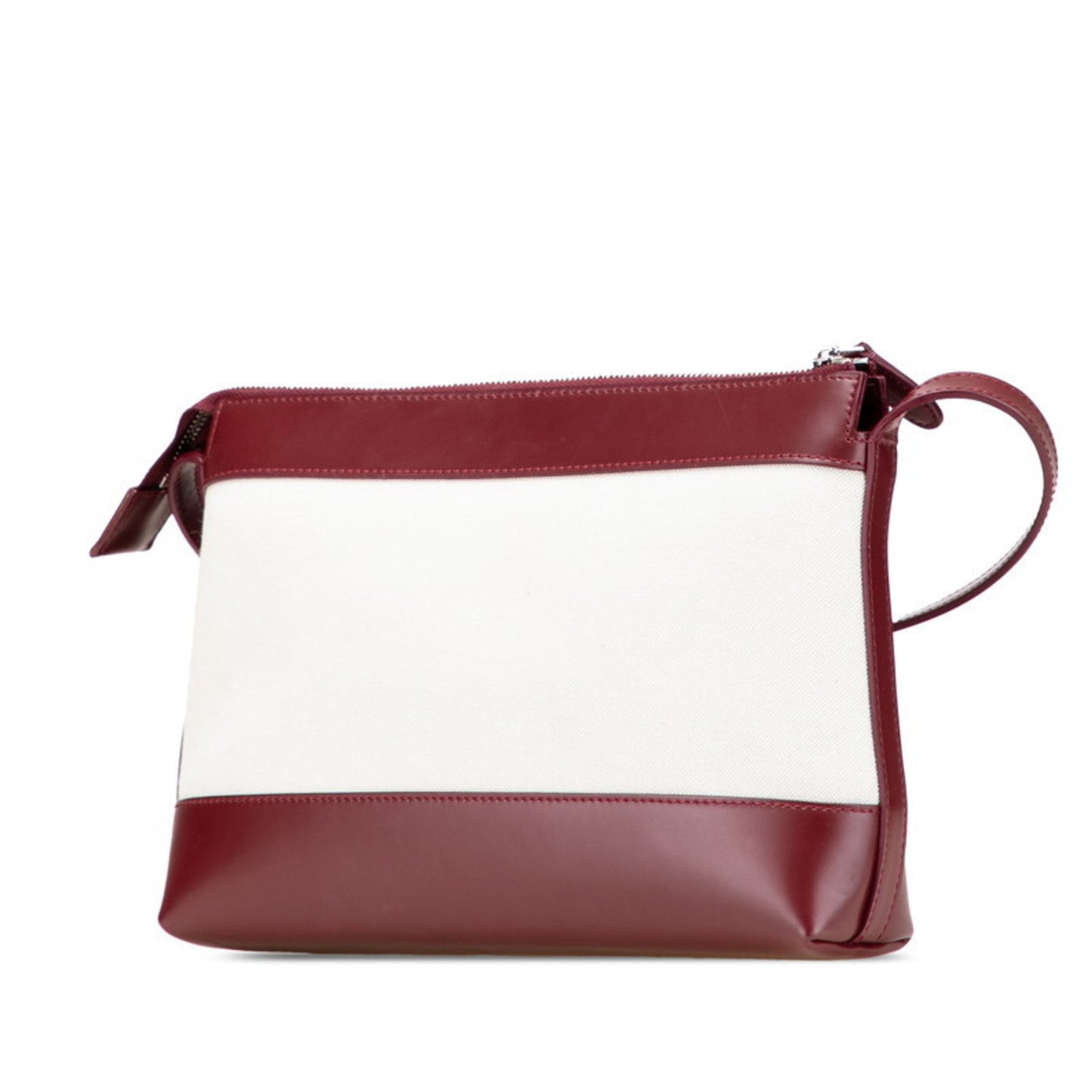 Balenciaga Logo Shoulder Bag 639497 Wine Red White Canvas Leather