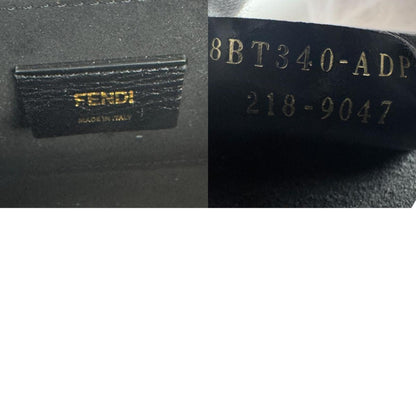 Fendi Shoulder Bag Box Horizontal Leather Pink Beige X Black