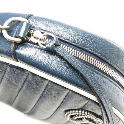 Gucci Gg Marmont Chain Shoulder Bag 550154 Navy Leather