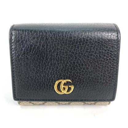 Gucci 598587 Gg Supreme Compact Wallet Folded Wallet Beige Black