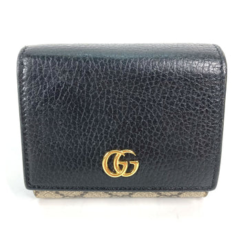 Gucci 598587 Gg Supreme Compact Wallet Folded Wallet Beige Black