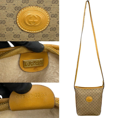 Gucci Vintage Micro Gg Logo Leather Mini Shoulder Bag/Pochette In Brown