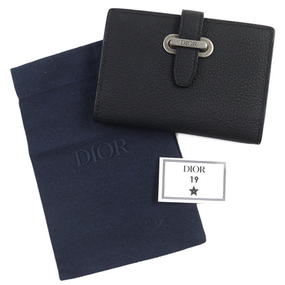 Christian Dior Dior 2Llch187Ken Dior Normandie Logo Leather Card Holder/Card Case In Black With