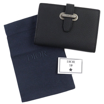Christian Dior Dior 2Llch187Ken Dior Normandie Logo Leather Card Holder/Card Case In Black With
