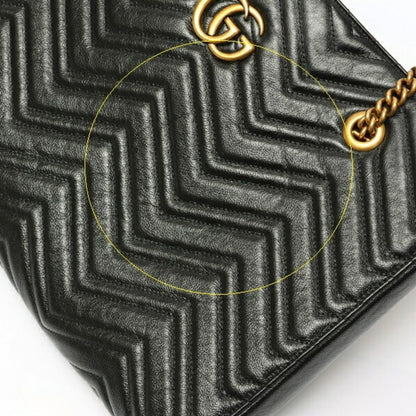 Gucci Gg Marmont Chain Tote Bag 524578 Leather Black E-158644