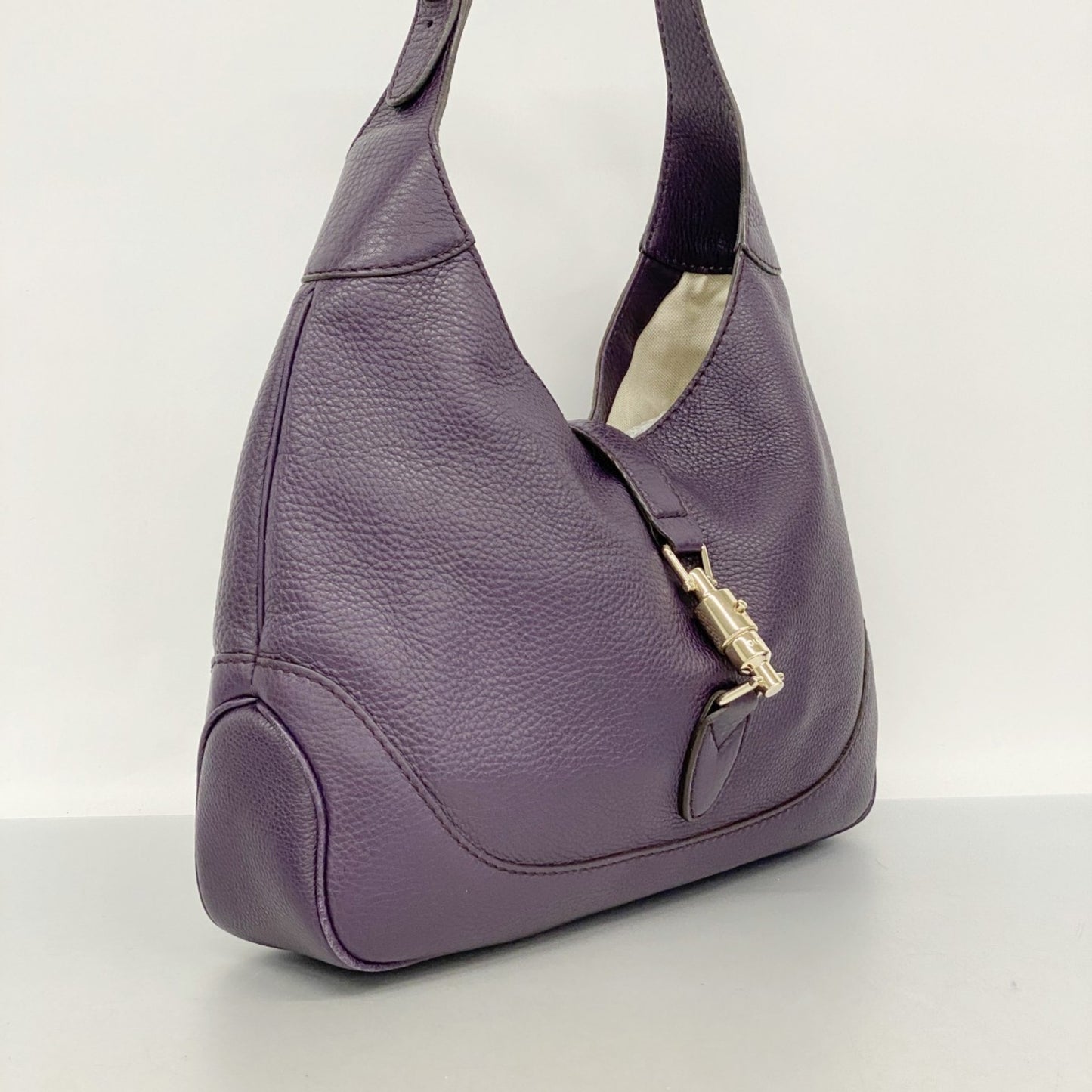 Gucci New Jackie Shoulder Bag 277520 Leather Purple Champagne 2-Way