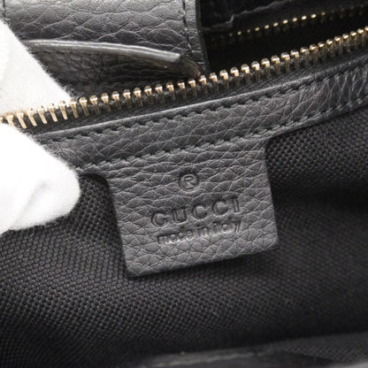 Gucci Bamboo Handbag 336032 Leather Black Champagne 2-Way Bag