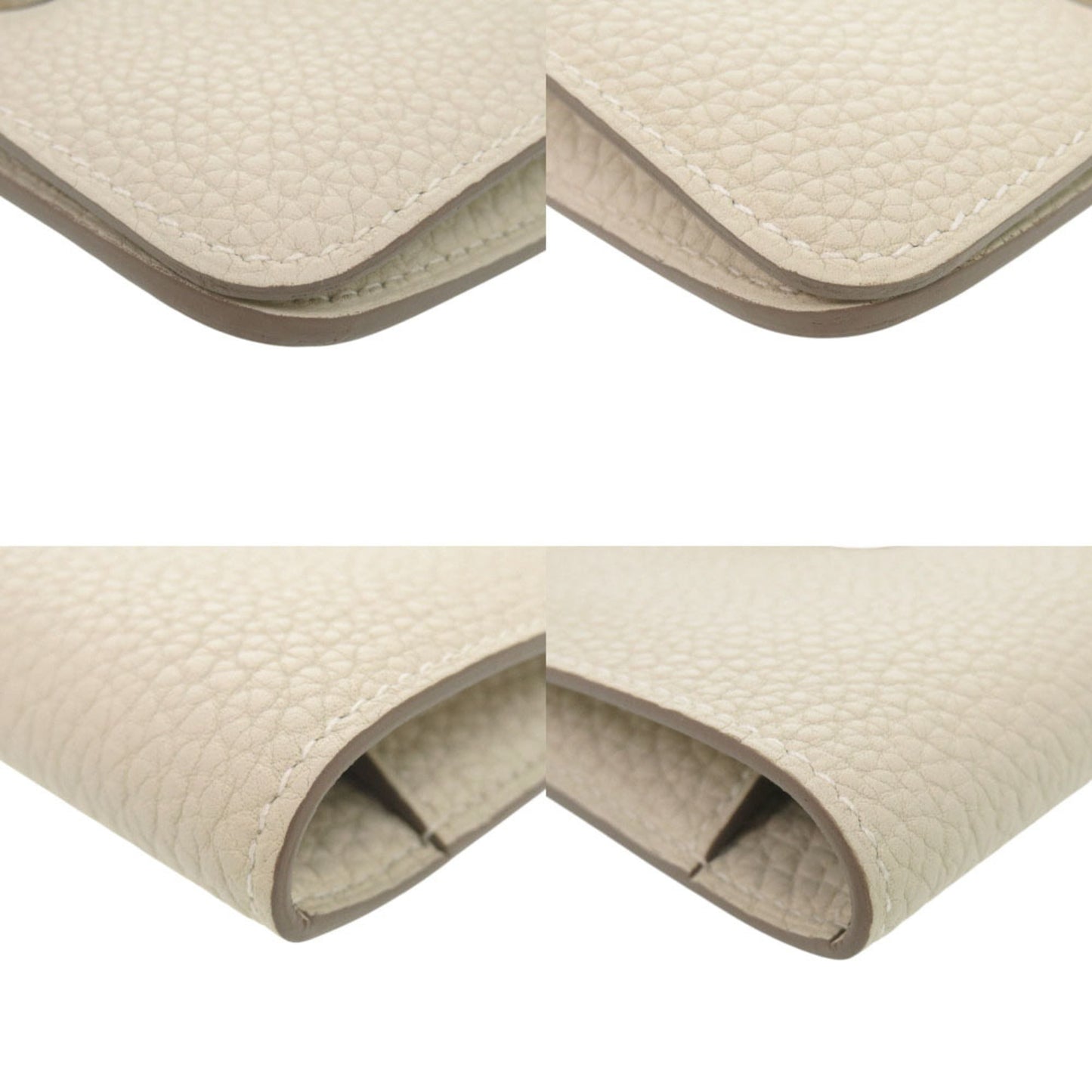 Unused Herms Dogon Compact Taurillon Clemence Beton Bifold Wallet