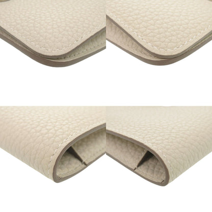 Unused Herms Dogon Compact Taurillon Clemence Beton Bifold Wallet