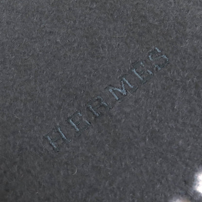 Hermes 100% Cashmere Logo Embroidered Fringe Extra Large Shawl/Stole/Blanket In Navy